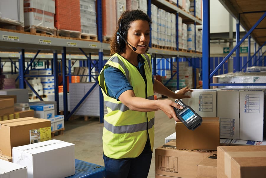 Voice picking system in a warehouse
