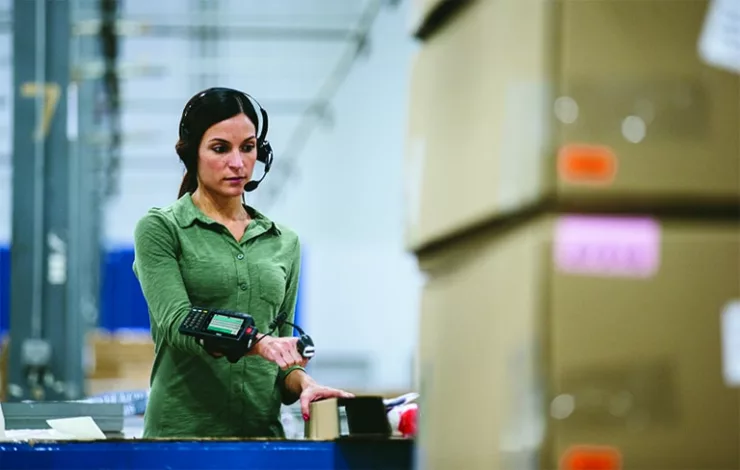 Woman using Voice Automation